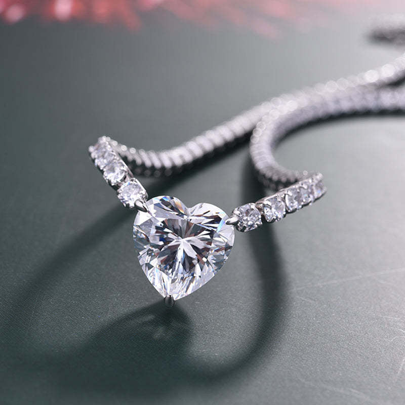 5.0Ct Elegant Heart Cut Sona Simulated Diamond Pendant with Necklace In Sterling Silver