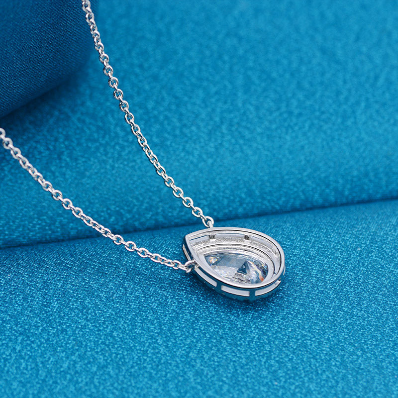 3.0Ct Elegant Halo Pear Cut Necklace For Women In Sterling Silver