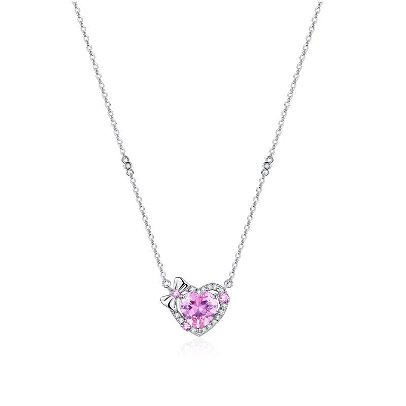 Maxine Halo Heart Cut Pink Stone Necklace