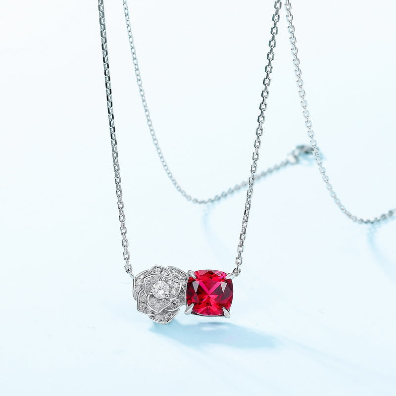 Maxine Mother's Day Gift Ruby Cushion Cut Necklace