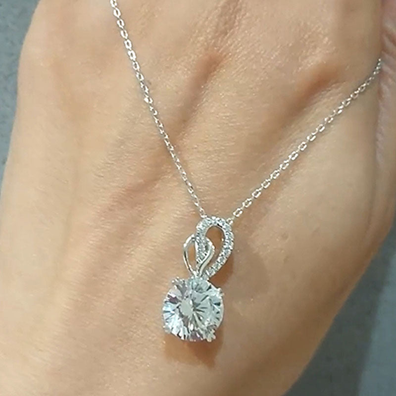 3.0Ct Unique Round Cut White Sapphire Necklace In Sterling Silver
