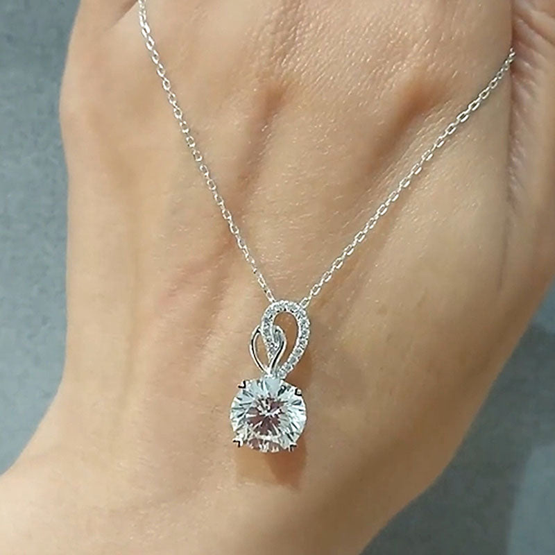 3.0Ct Unique Round Cut White Sapphire Necklace In Sterling Silver
