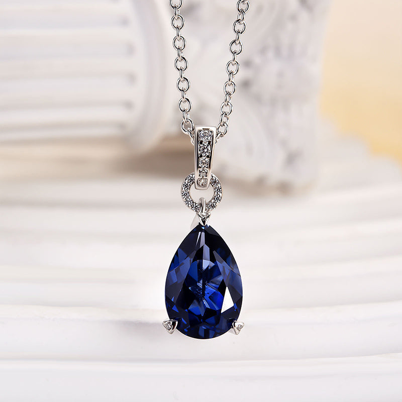 Maxine Blue Stone Pear Cut Necklace