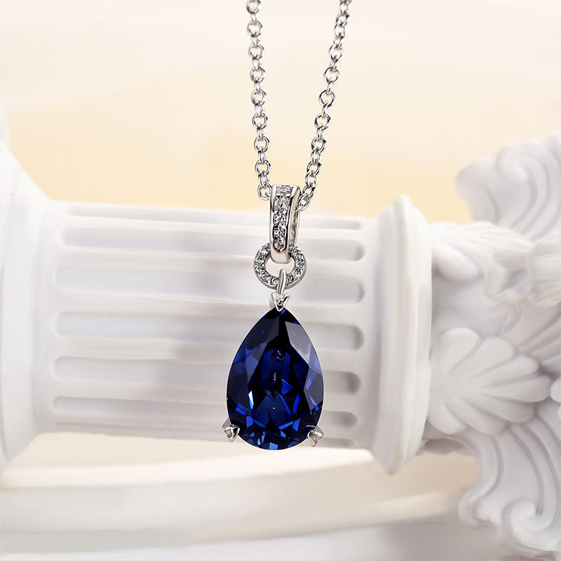 Maxine Blue Stone Pear Cut Necklace