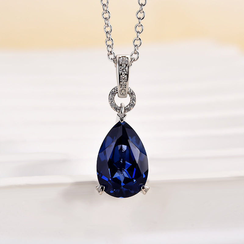 Maxine Blue Stone Pear Cut Necklace