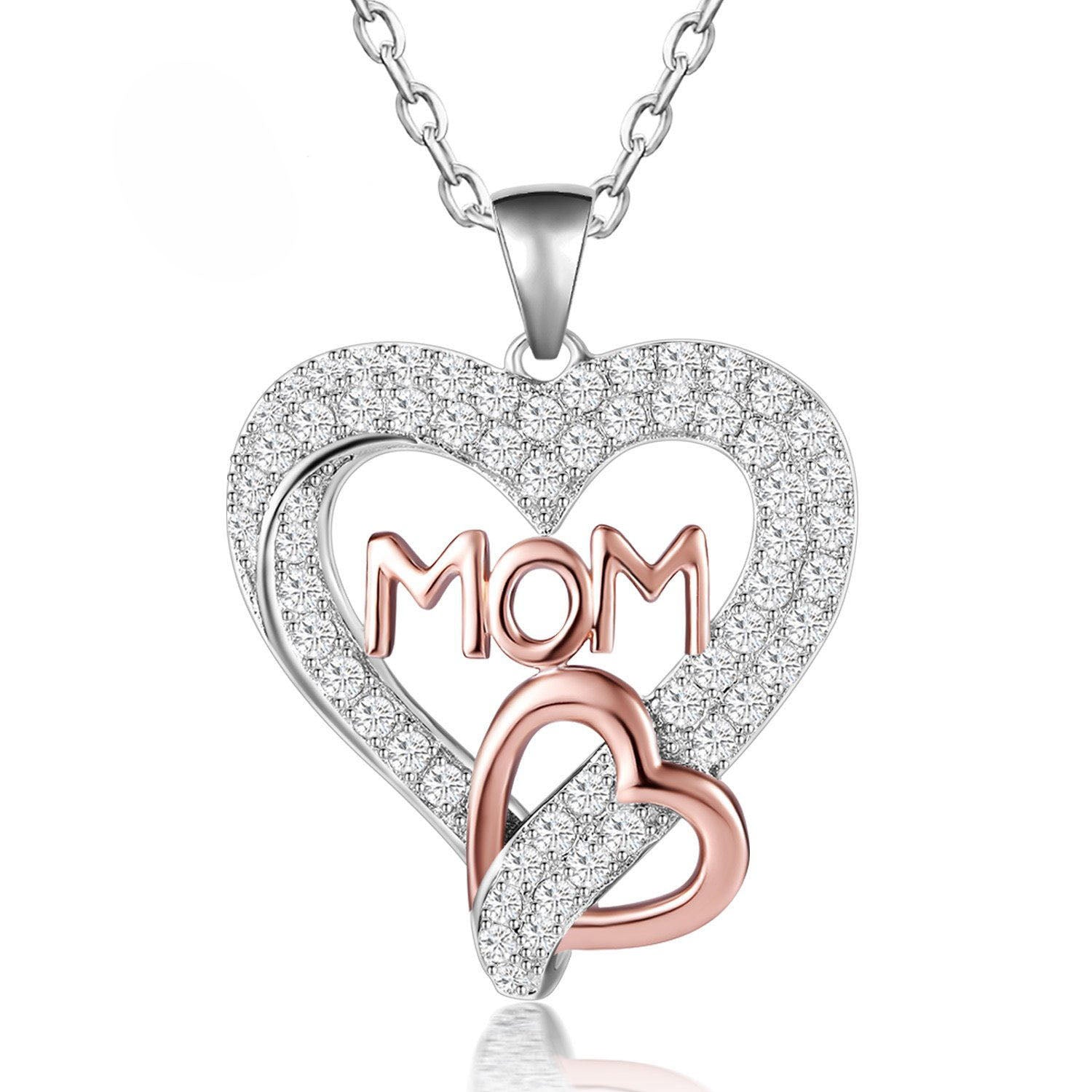 Maxine Mother's Day Gift Double Hearts Mom Two-tone Necklace