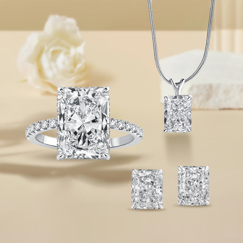 Lovely Crushed Ice Radiant Cut 3PC Jewelry Set