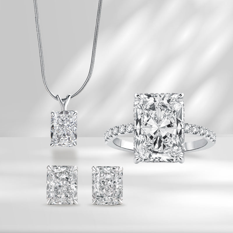 Lovely Crushed Ice Radiant Cut 3PC Jewelry Set