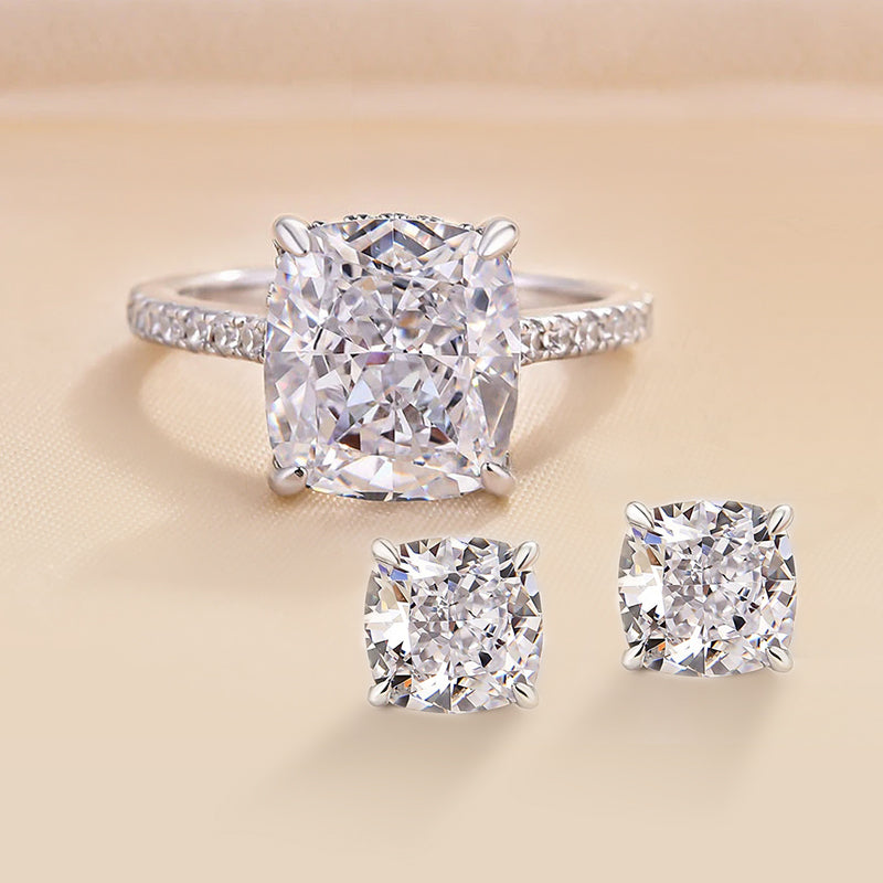 Exclusive Crushed Ice Cushion Cut 2PC Jewelry Set