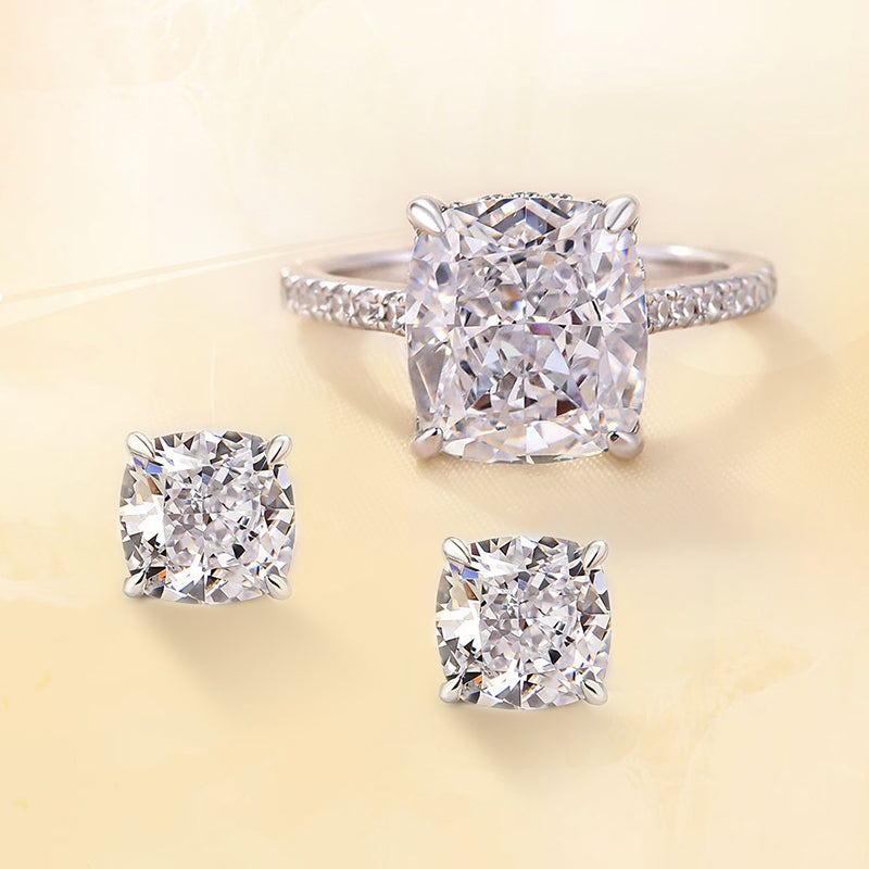 Exclusive Crushed Ice Cushion Cut 2PC Jewelry Set