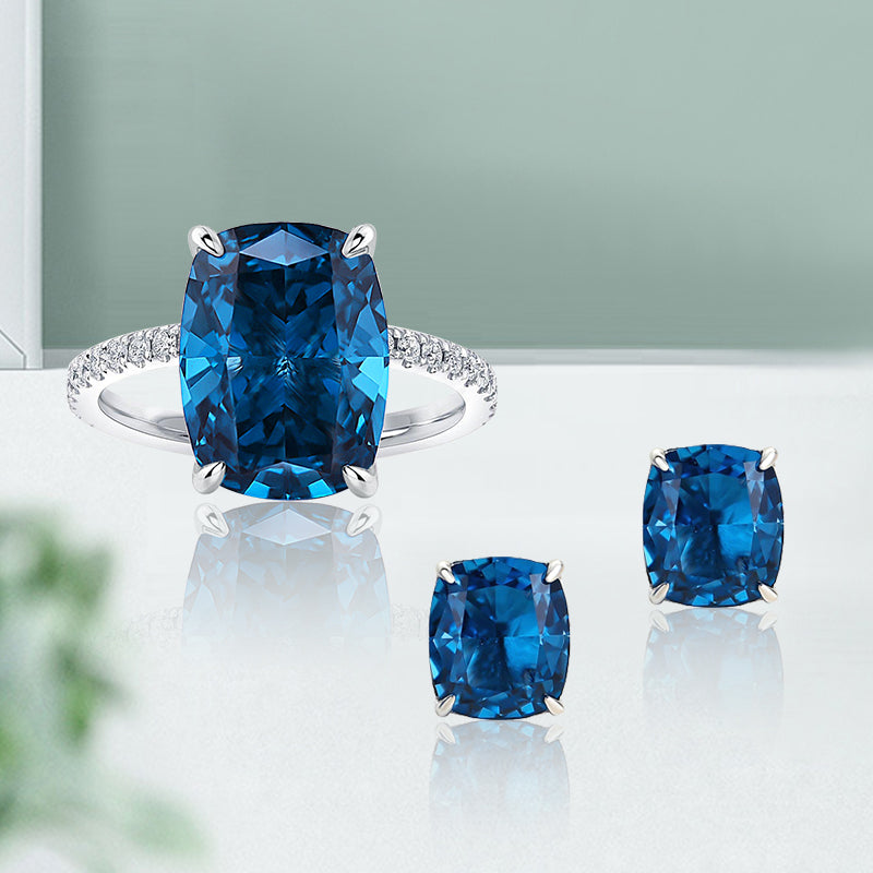Honorable Montana Blue Cushion Cut 2PC Jewelry Set