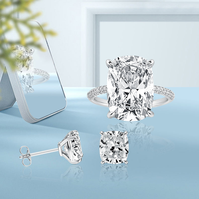 Gorgeous Crushed Ice Cushion Cut 2PC Jewelry Set