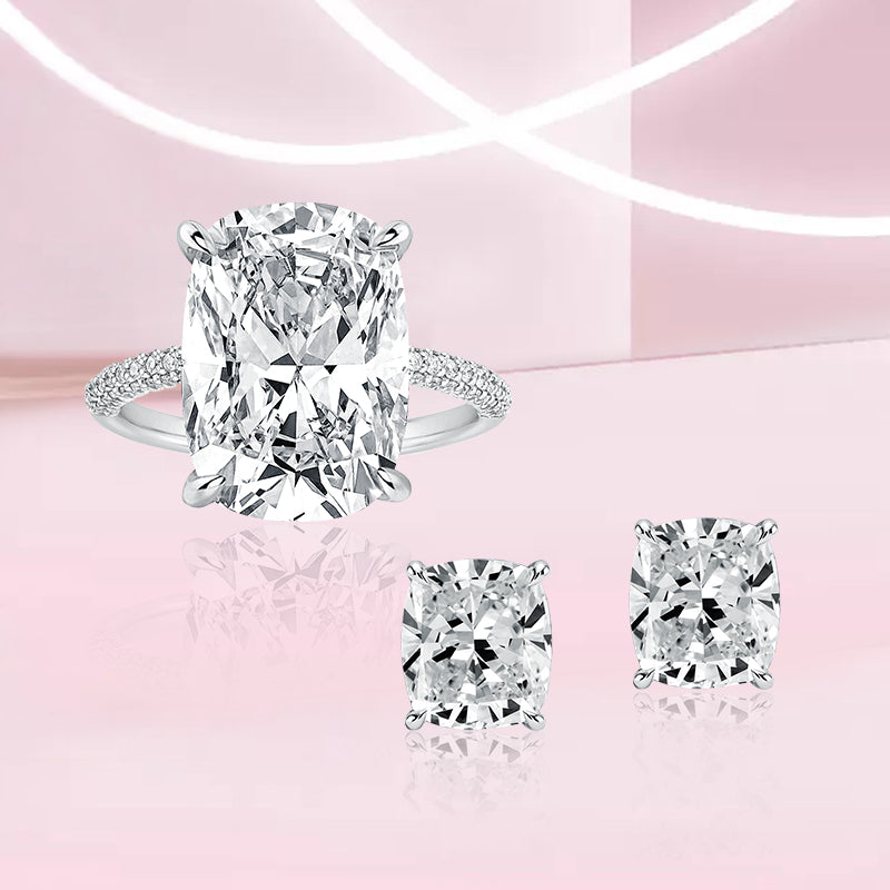 Gorgeous Crushed Ice Cushion Cut 2PC Jewelry Set