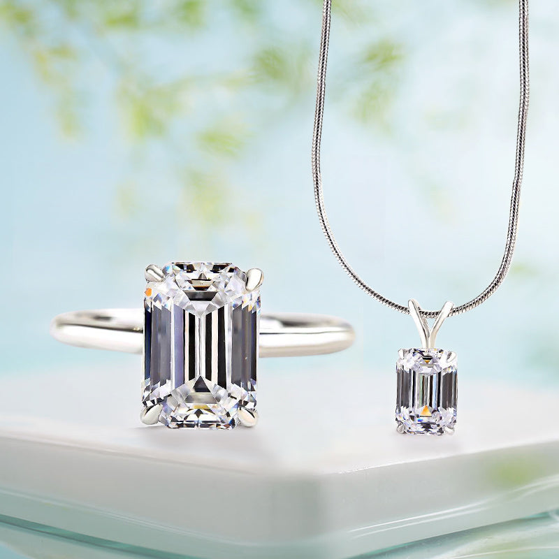 Ahabobo Stunning Emerald Cut 2PC Jewelry Set
