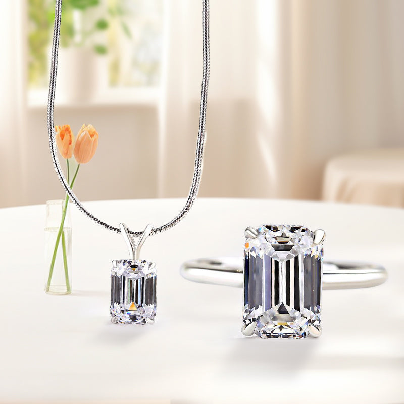 Ahabobo Stunning Emerald Cut 2PC Jewelry Set