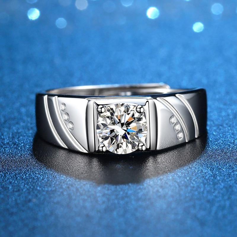 Classic Round Cut Wide Wedding Band For Band In Sterling Silver