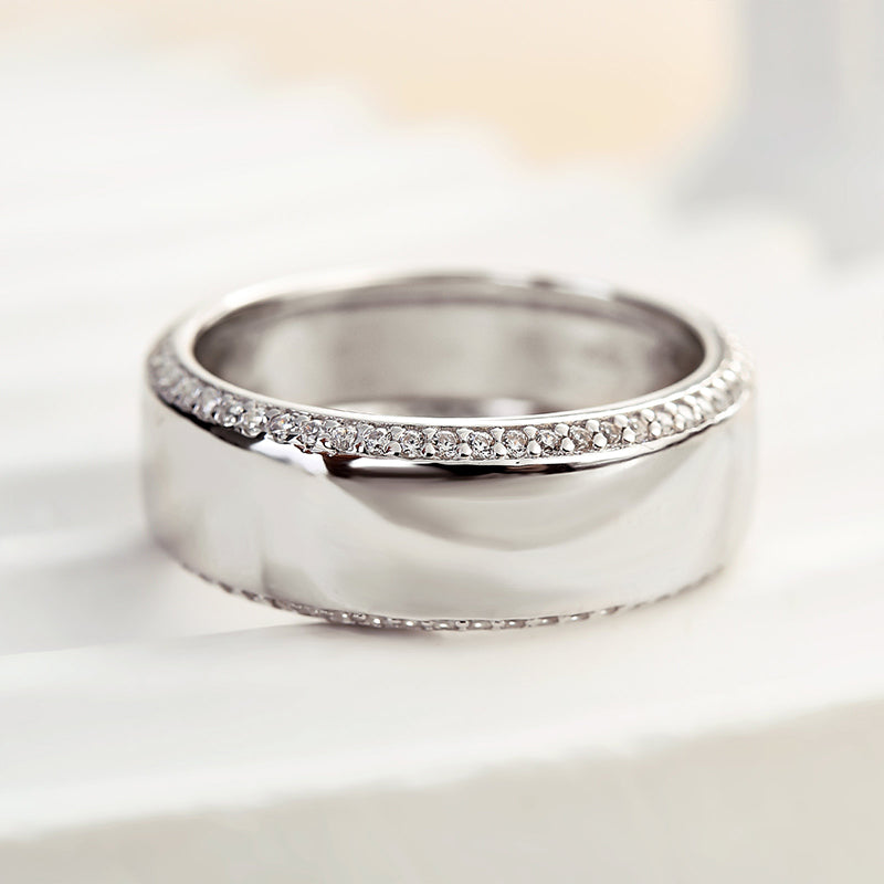 Maxine Classic Design White Gold Men's Wide Wedding Band