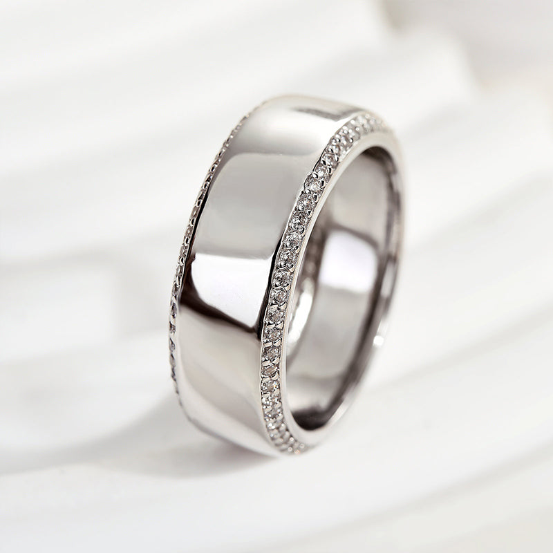 Maxine Classic Design White Gold Men's Wide Wedding Band