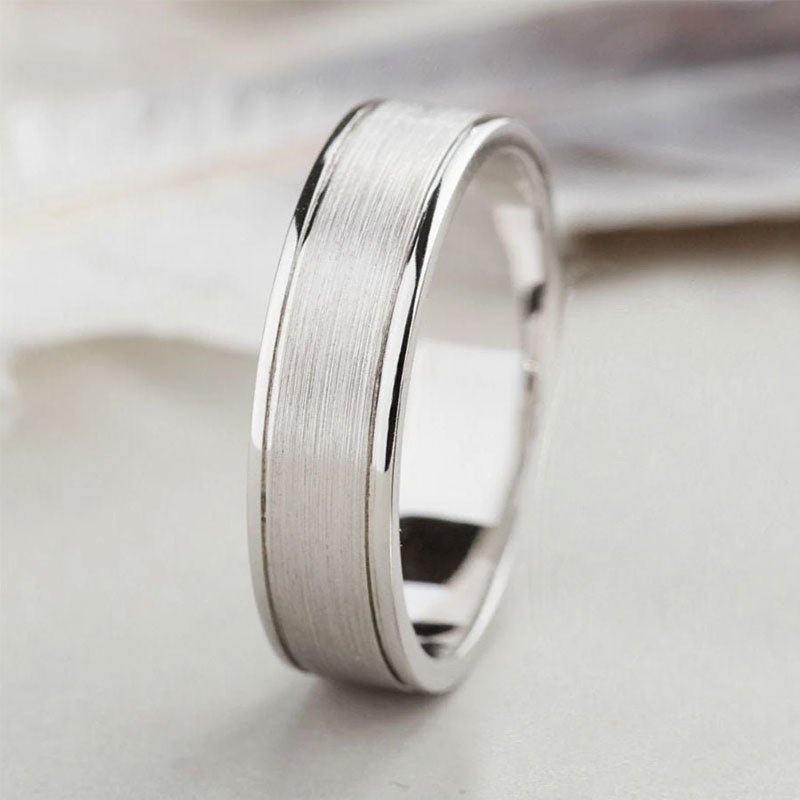 Ahabobo Classic Matte and Polished Men's Wide Wedding Band