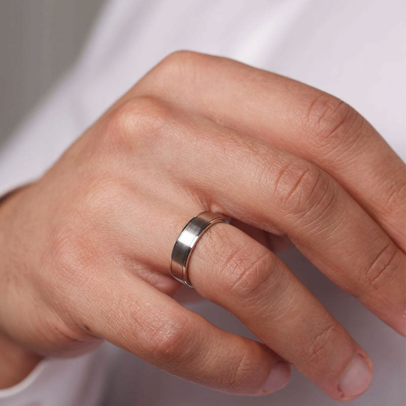 Ahabobo Classic Matte and Polished Men's Wide Wedding Band