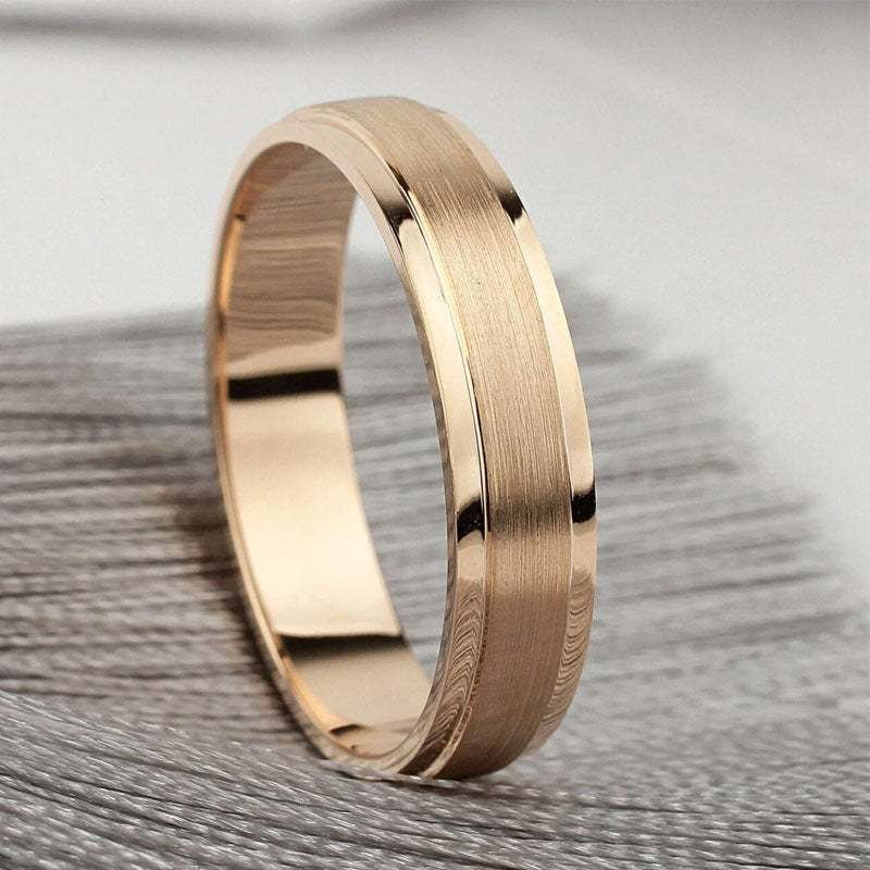 Ahabobo Classic Matte and Polished Men's Wide Wedding Band