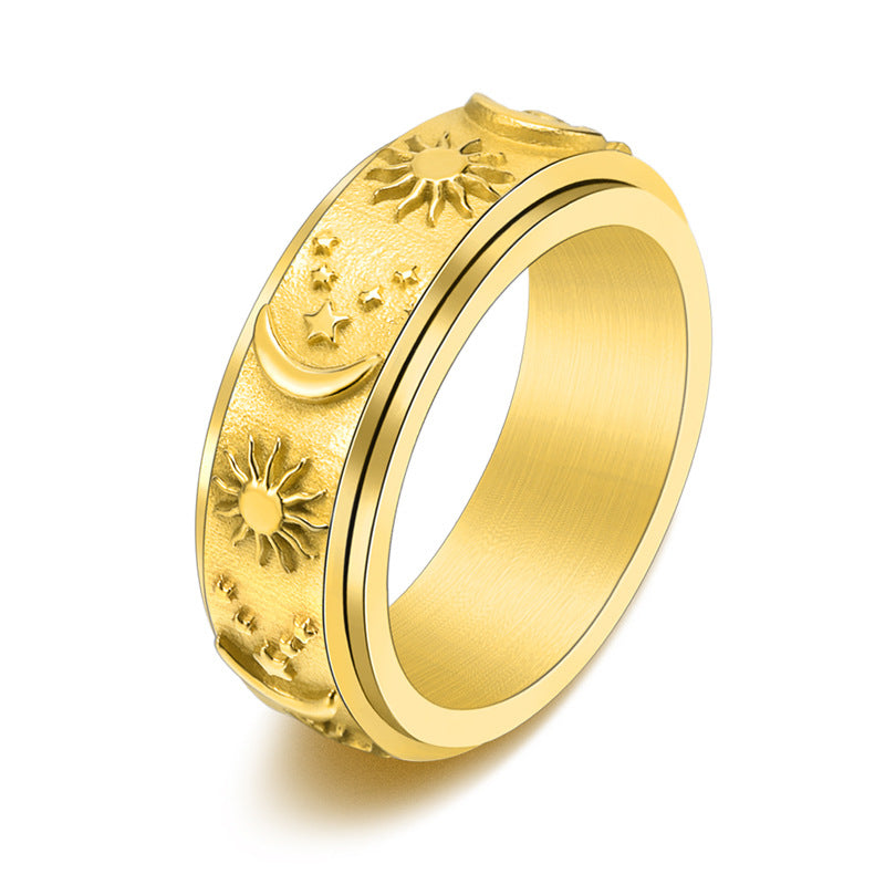 Tungsten Ring Sun Moon and Stars Anniversary Rings For Men