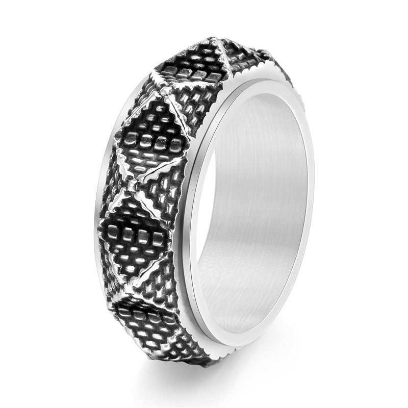 Maxine Vintage Tungsten Carbide Pyramid Men's Wide Wedding Band