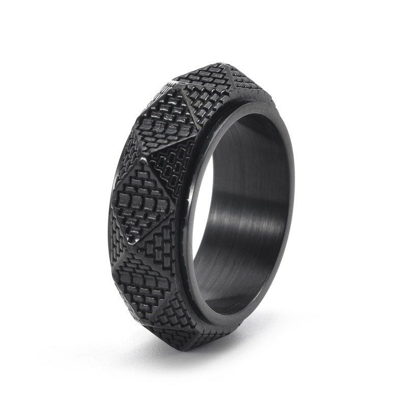 Maxine Vintage Tungsten Carbide Pyramid Men's Wide Wedding Band