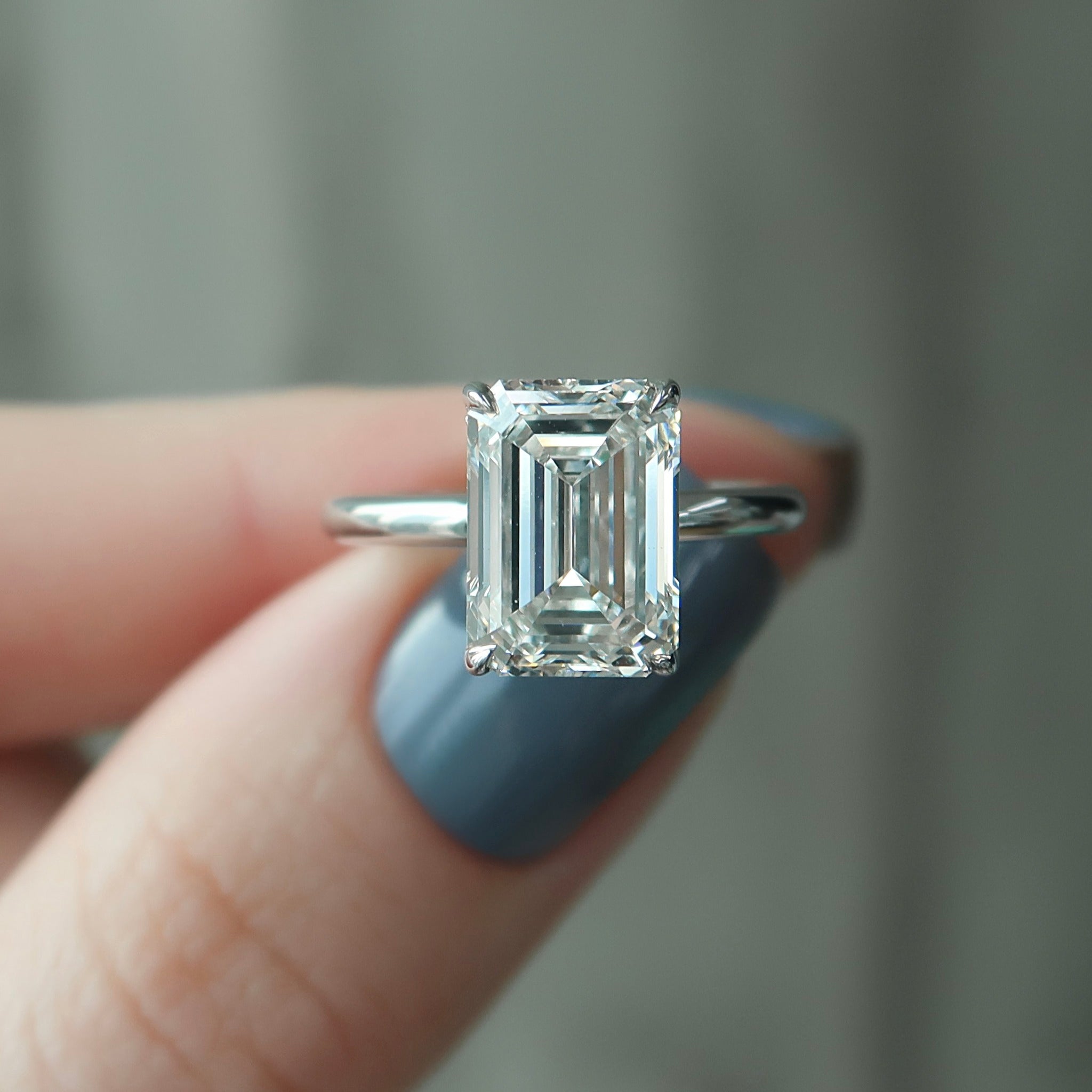 Yellow Gold Emerald Cut 3.5 Carat Solitaire Engagement Ring For Her