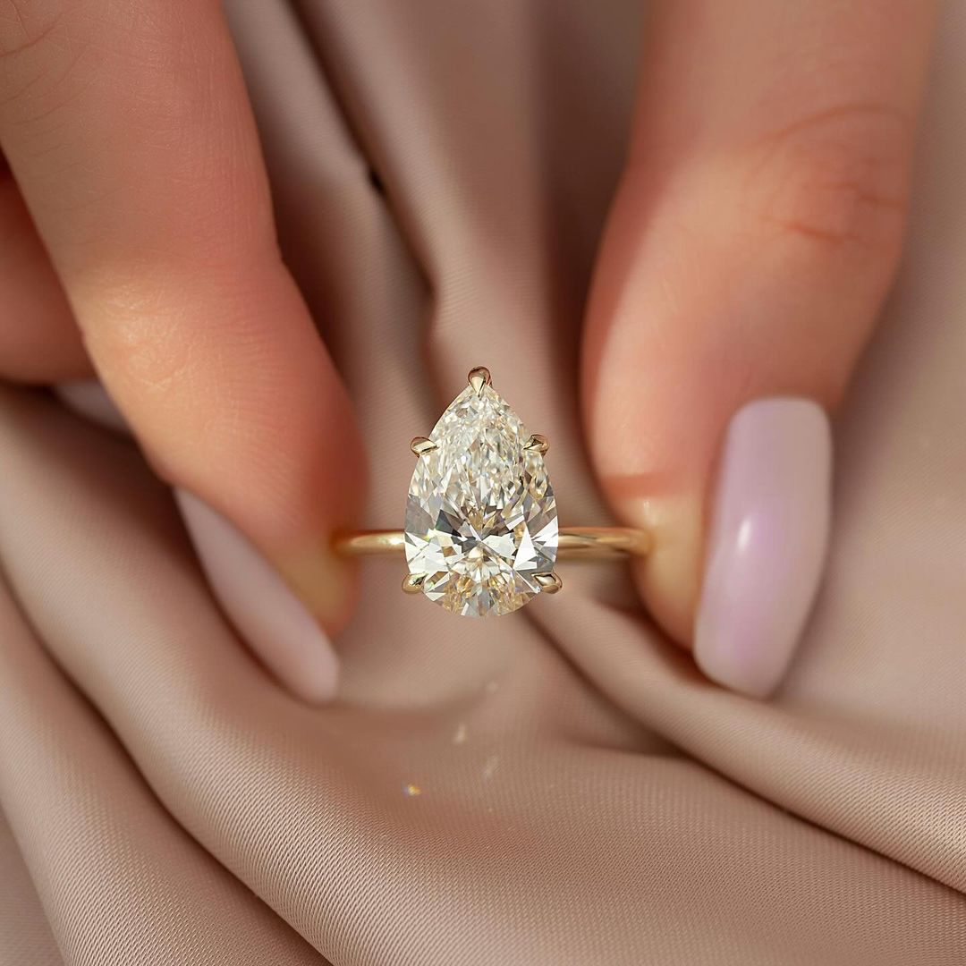 Maxine Classic 5 Prong 4.0 Ct Pear Cut Engagement Ring