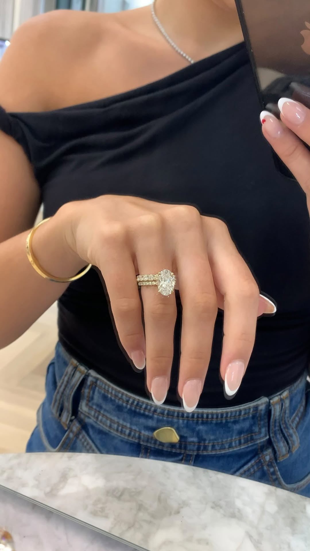 4.0Ct Solitaire Oval Cut Promise Ring For Her With Classic Wedding Band