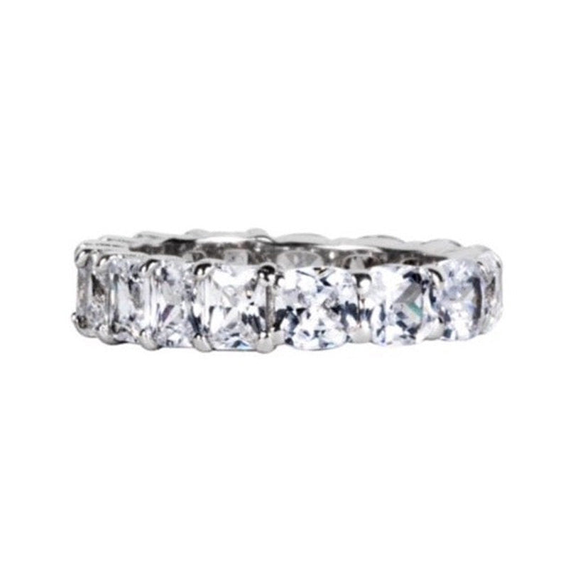 Unique Cushion & Radiant Cut Women's Wedding Band In Sterling Silver