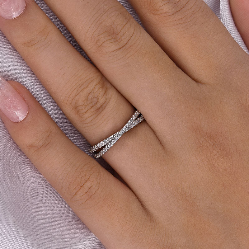 Classic X Criss Cross Wedding Band For Women In Sterling Silver