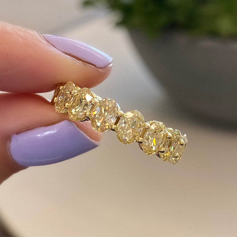 Gorgeous Yellow Gold Oval Cut Yellow Sapphire Wedding Band For Women