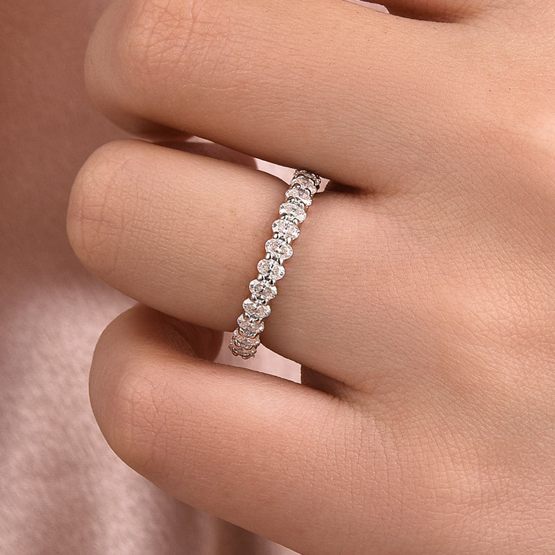 Ahabobo Moissanite 3.0 Ct Oval Cut Full Wedding Band for Women