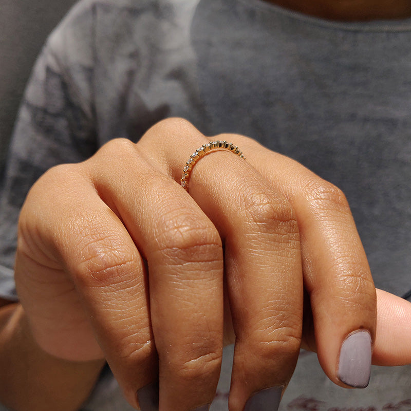 Classic Round Cut Full Eternity Wedding Band In Sterling Silver