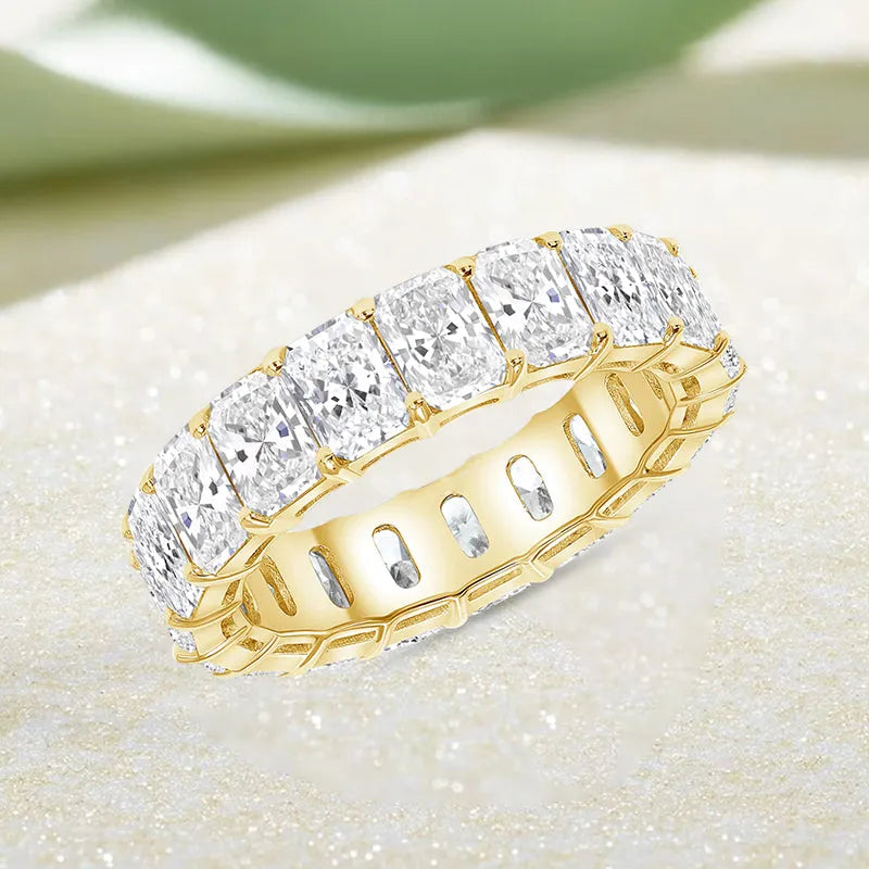 Elegant Radiant Cut Women's Wedding Band In Sterling Silver