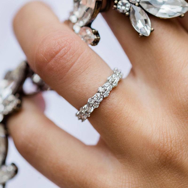 Elegant Round Cut Full Wedding Band for Women In Sterling Silver
