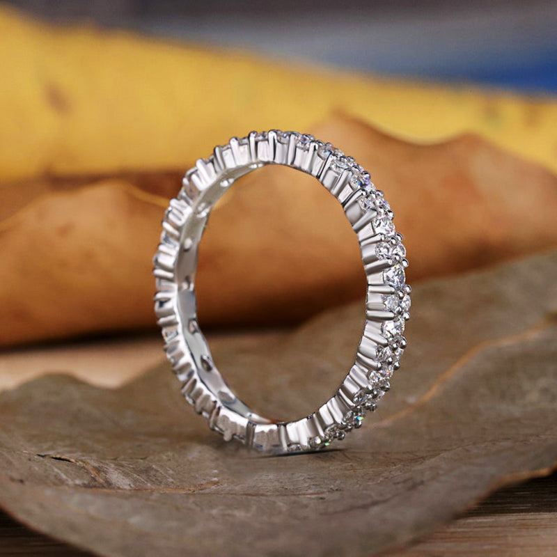 Elegant Round Cut Full Wedding Band for Women In Sterling Silver