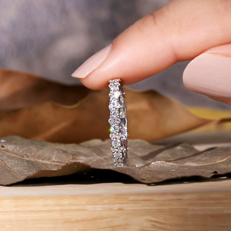 Elegant Round Cut Full Wedding Band for Women In Sterling Silver