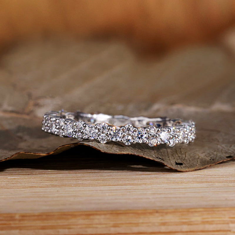 Elegant Round Cut Full Wedding Band for Women In Sterling Silver