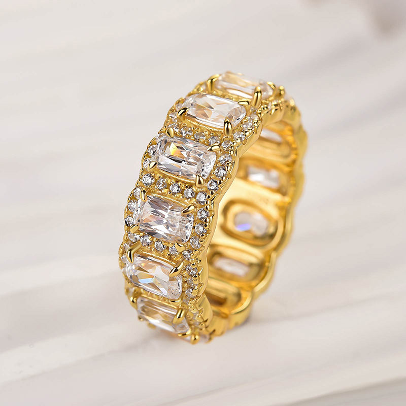 Luxurious Halo Cushion Cut Wide Wedding Band For Women In Sterling Silver