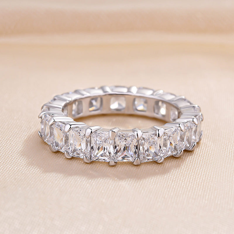 Unique Cushion & Radiant Cut Women's Wedding Band In Sterling Silver