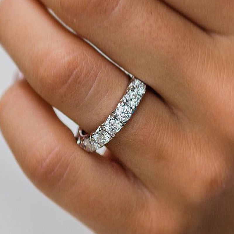 Stunning Round Cut Women's Wedding Band In Sterling Silver