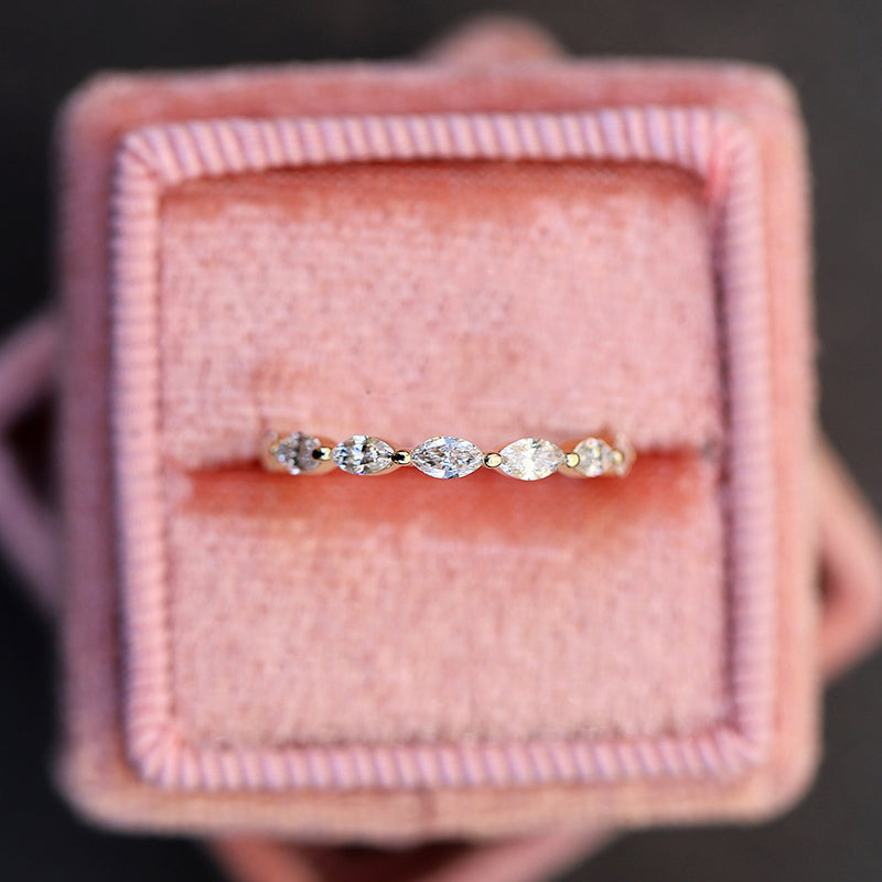 Elegant Marquise Cut Full Wedding Band In Sterling Silver