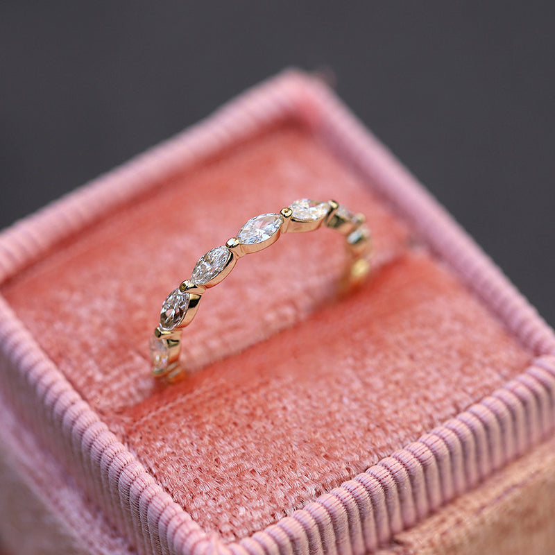 Elegant Marquise Cut Full Wedding Band In Sterling Silver