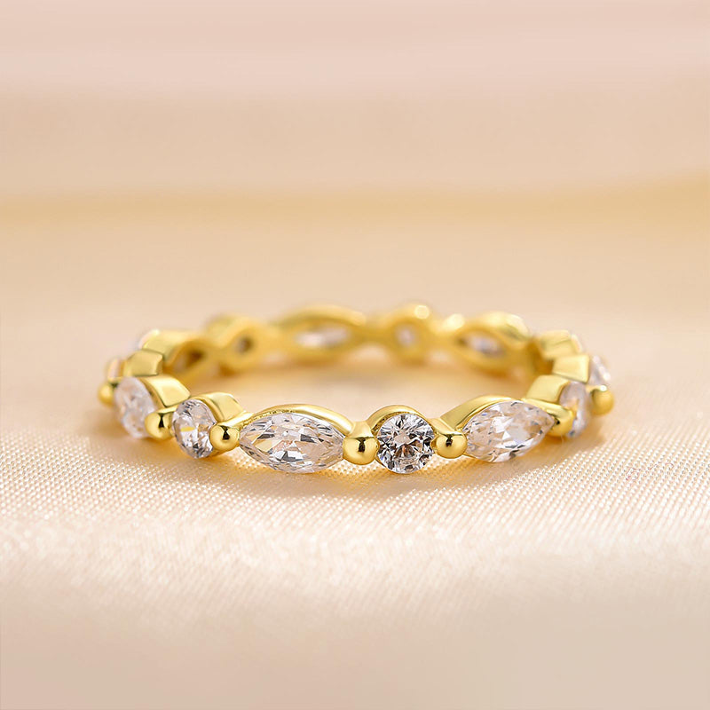 Exclusive Marquise Cut Wedding Band In Sterling Silver