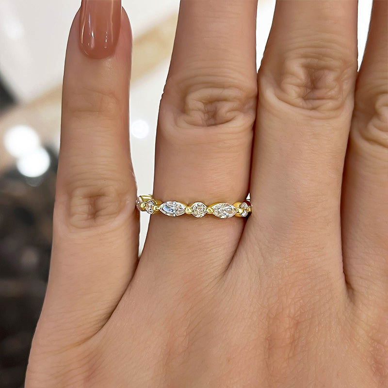 Exclusive Marquise Cut Wedding Band In Sterling Silver