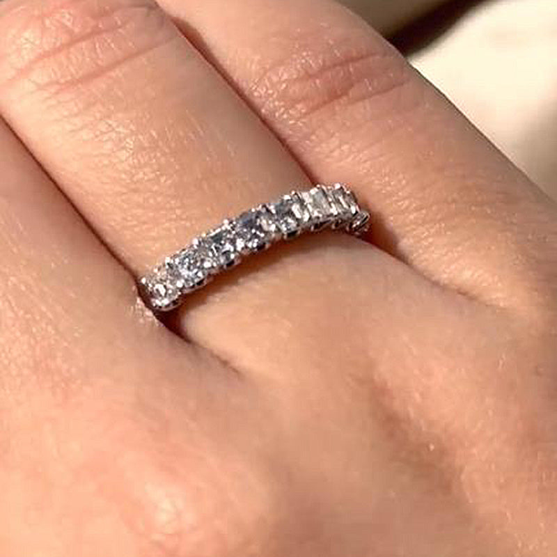 Exclusive Asscher Cut Women's Wedding Band In Sterling Silver