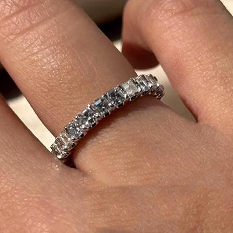 Exclusive Asscher Cut Women's Wedding Band In Sterling Silver
